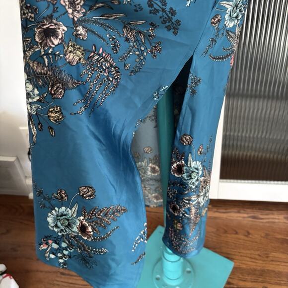 INC International Concepts Size XL Long Floral Nightgown Teal Lace Slit Modest - Picture 5 of 12